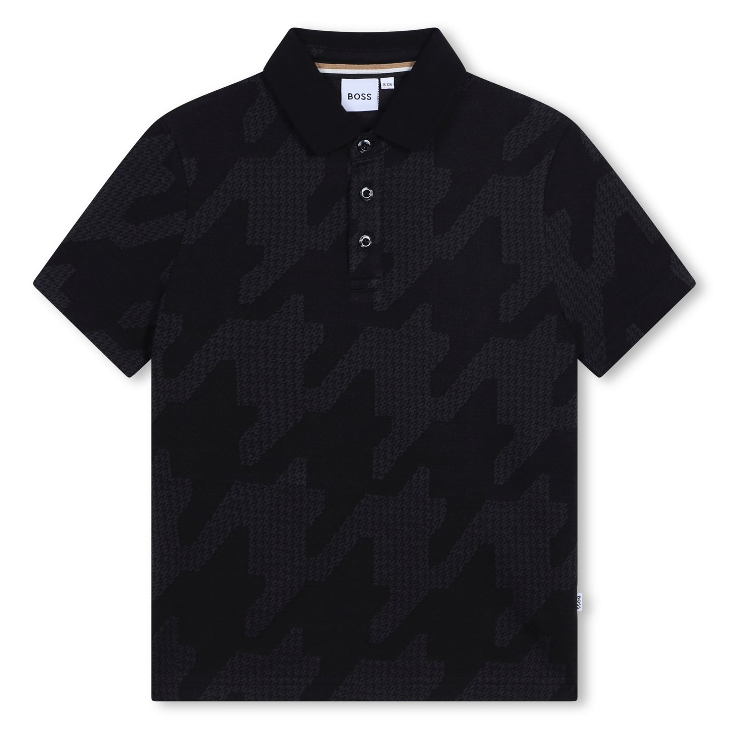 Boys Houndstooth Print Polo Shirt