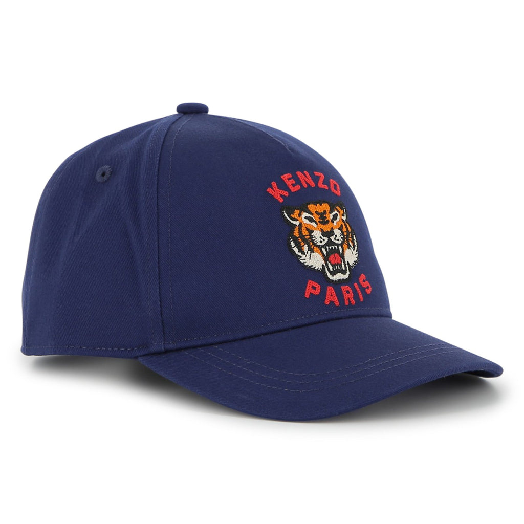 Blue cap with Kenzo Paris logo on a white background
