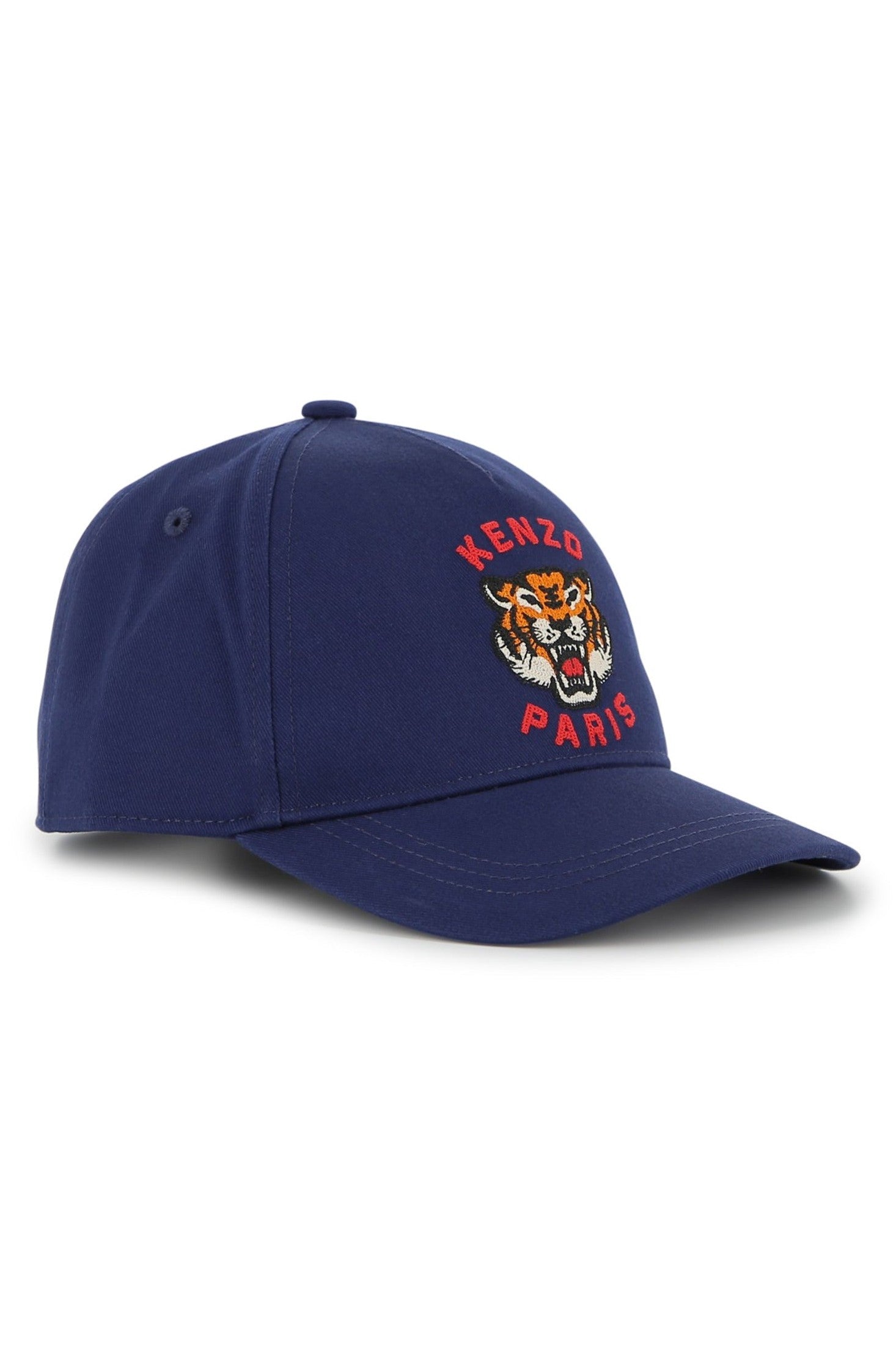 Blue cap with Kenzo Paris logo on a white background