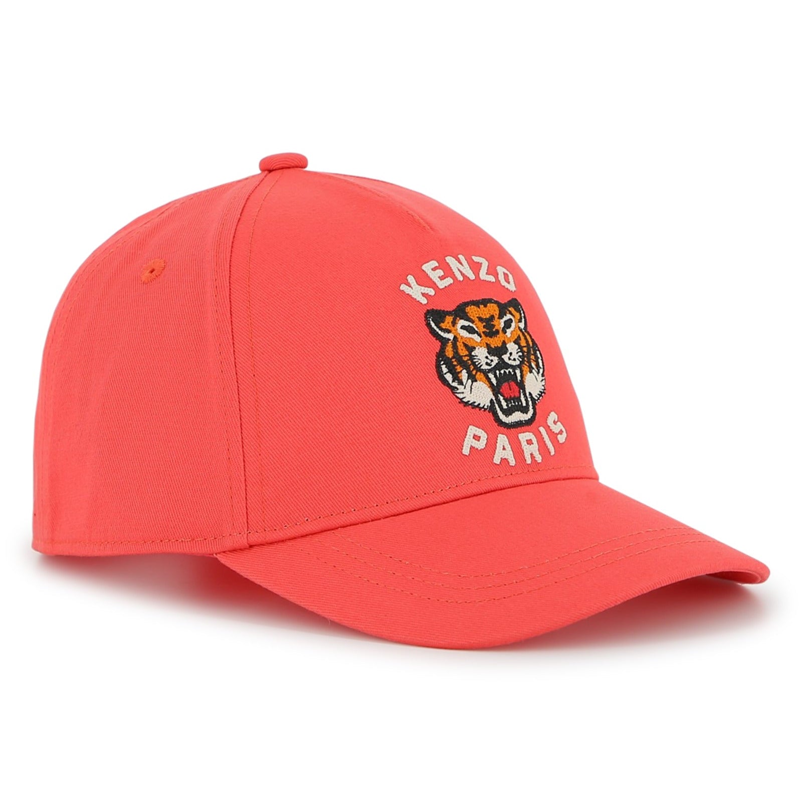 Red cap with Kenzo Paris logo featuring a tiger on a white background