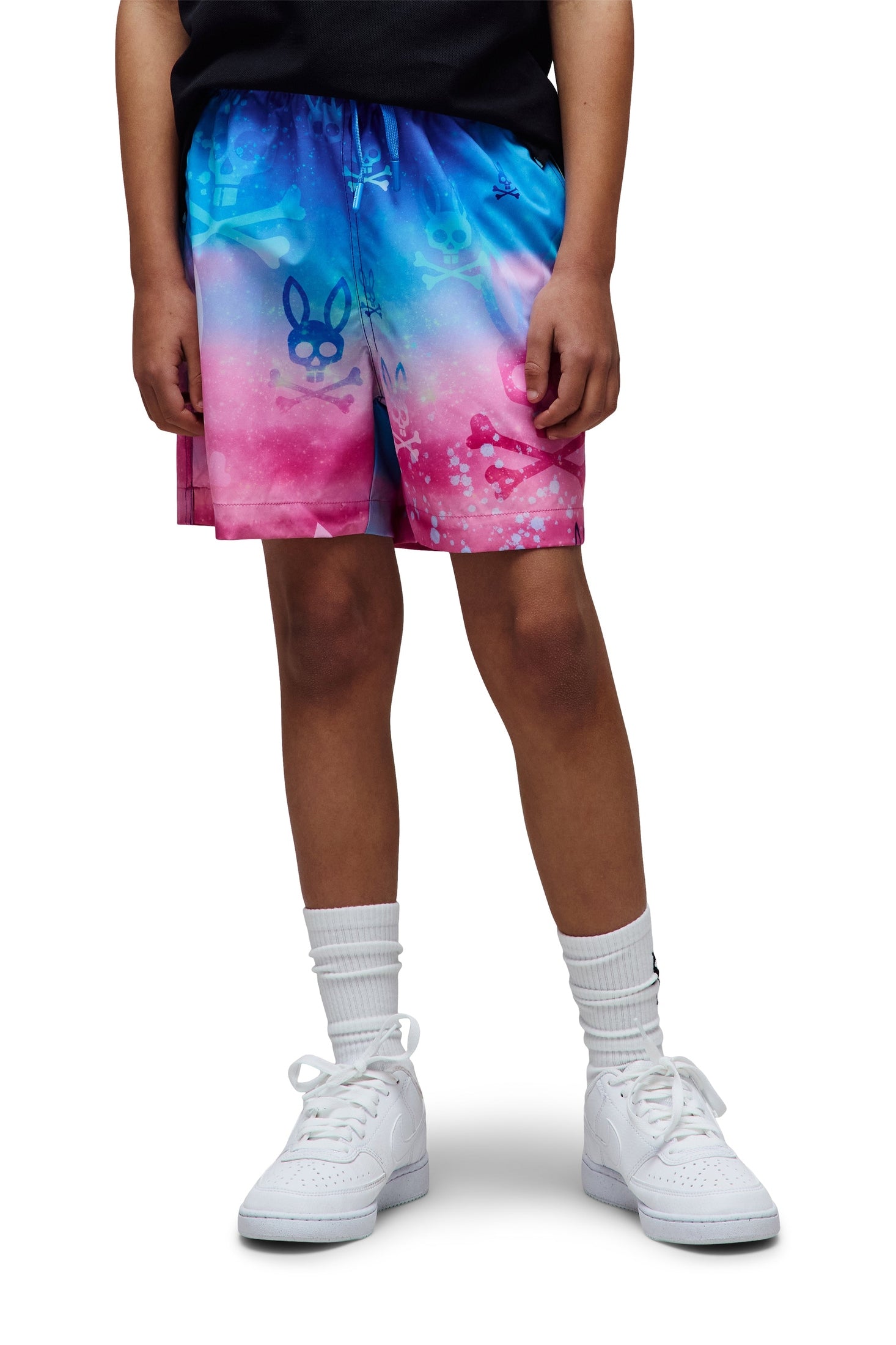 Psycho Bunny Kids Caspian All Over Bunny Swim Trunks_ KB1000032