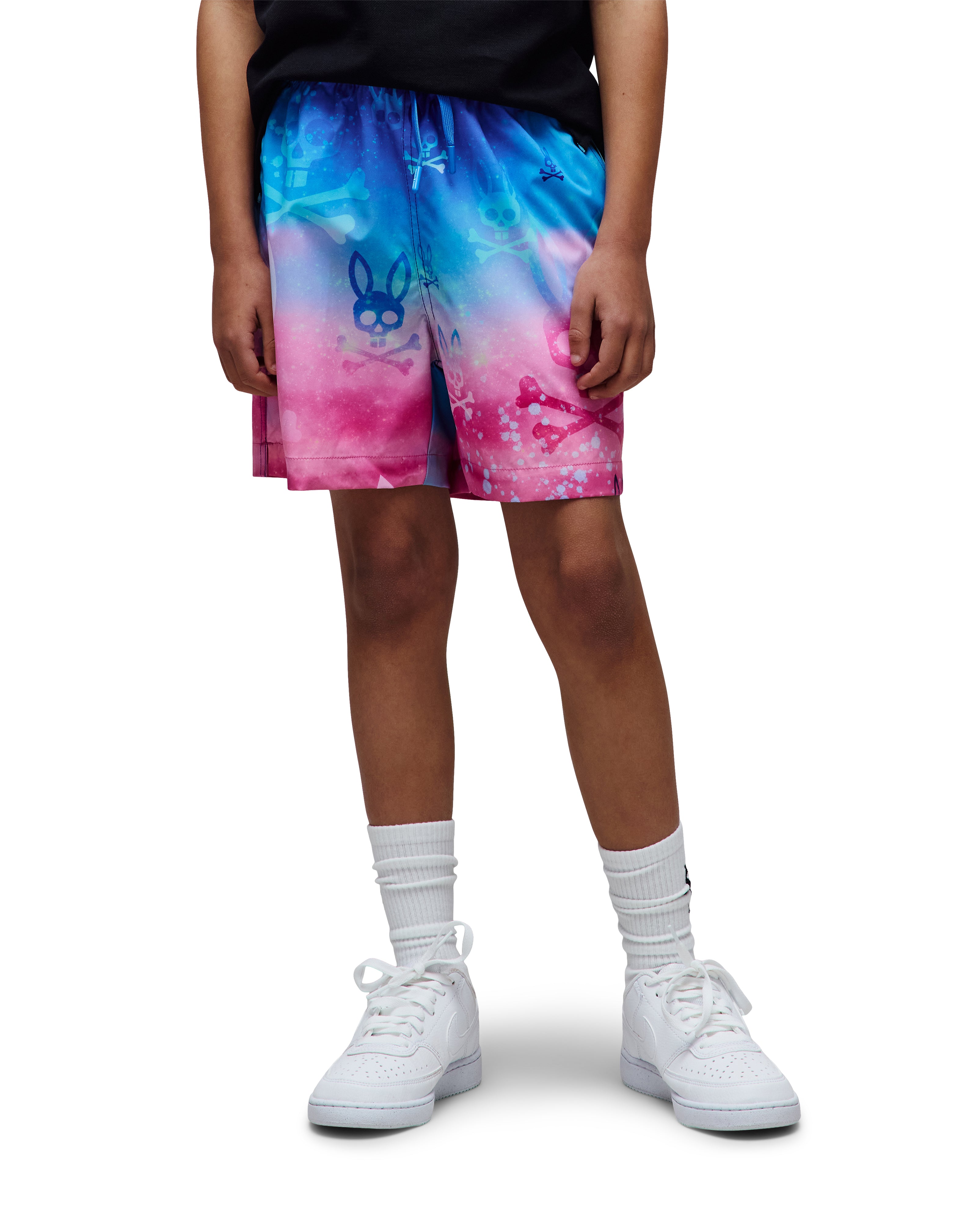 Psycho Bunny Kids Caspian All Over Bunny Swim Trunks_ KB1000032