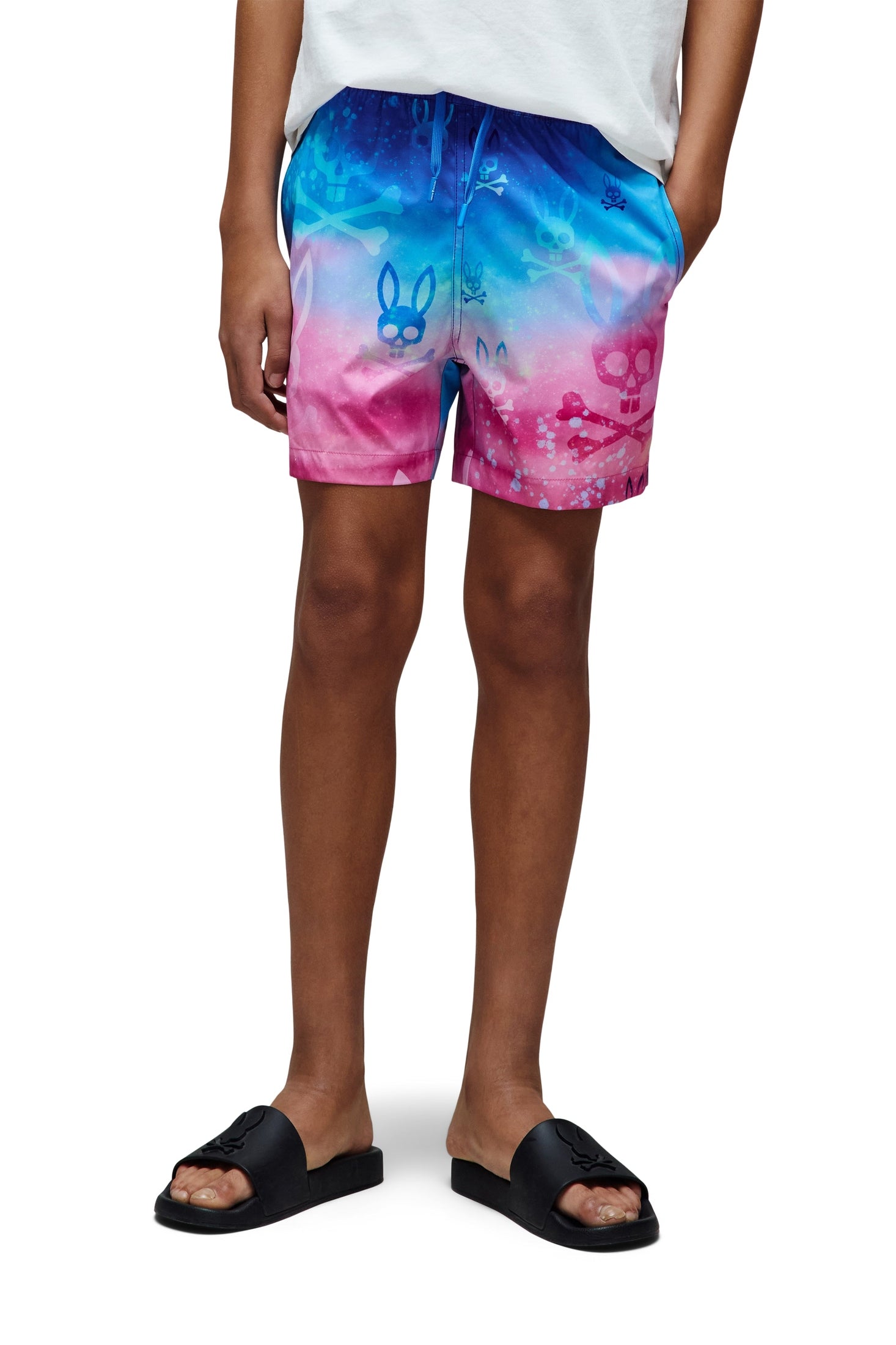 Psycho Bunny Kids Caspian All Over Bunny Swim Trunks_ KB1000032