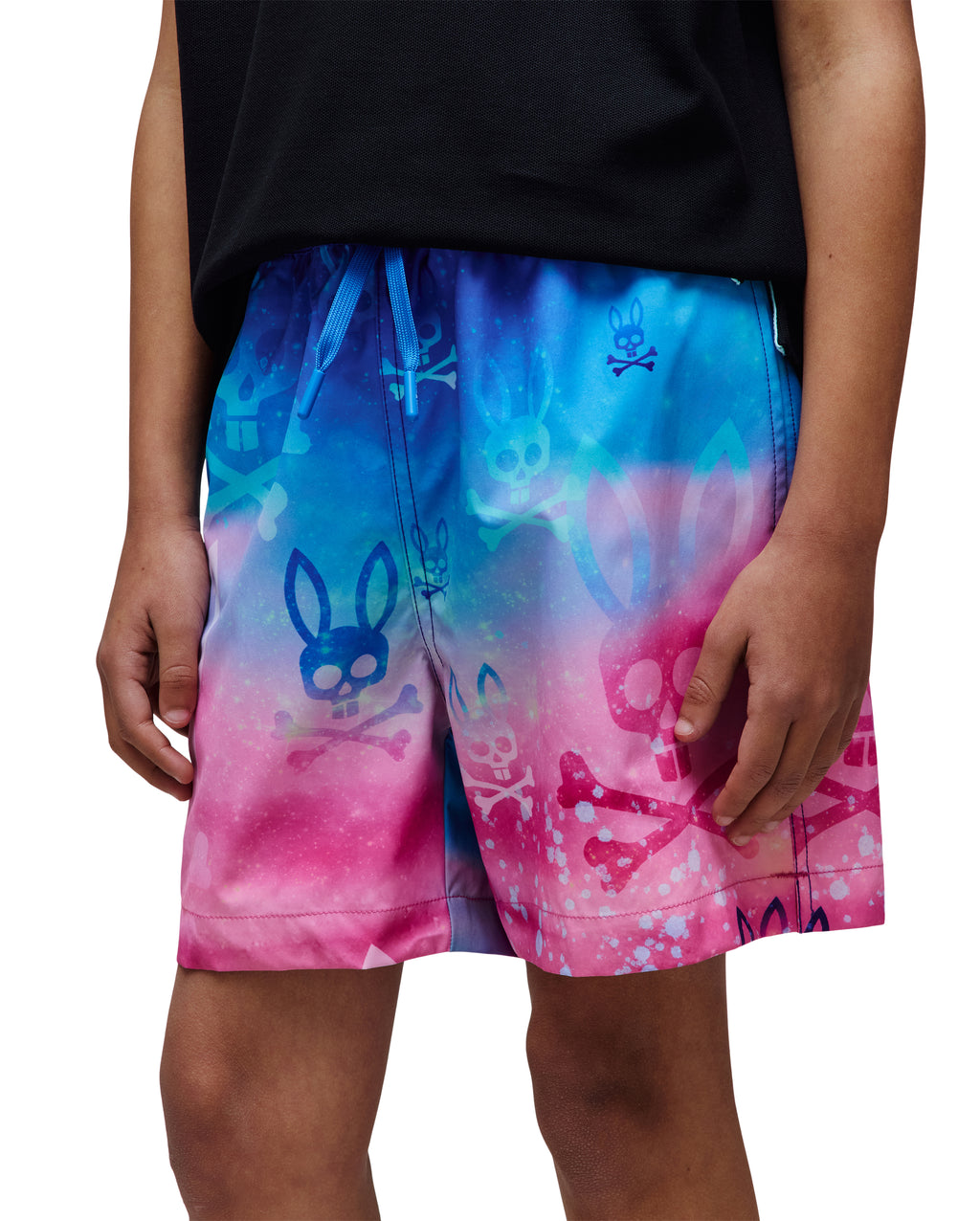 Psycho Bunny Kids Caspian All Over Bunny Swim Trunks_ KB1000032
