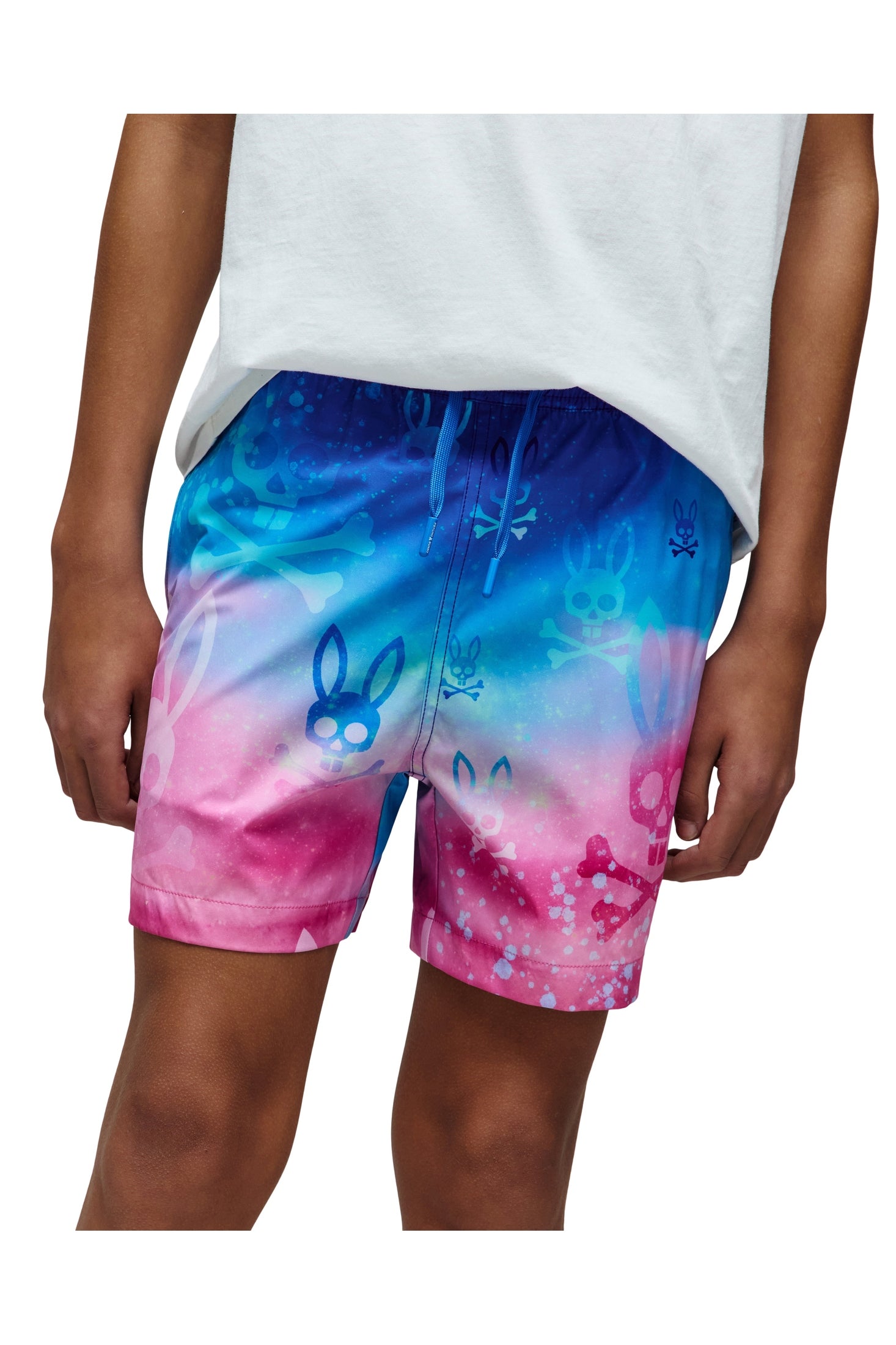 Psycho Bunny Kids Caspian All Over Bunny Swim Trunks_ KB1000032