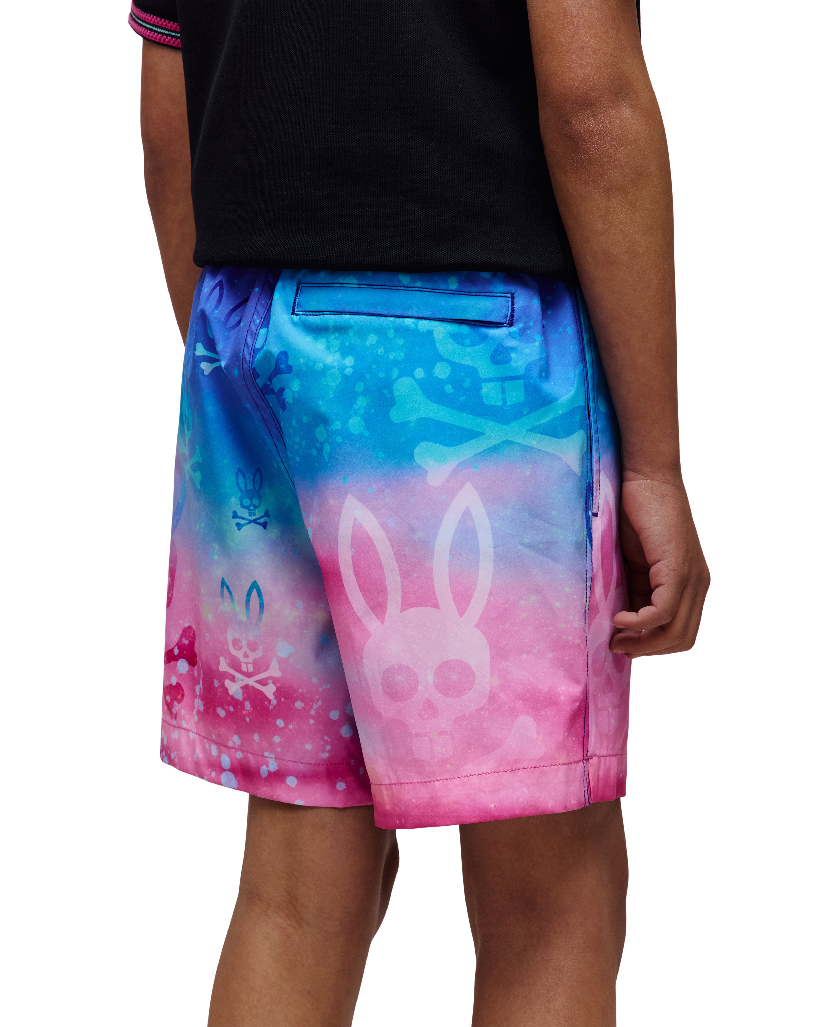 Psycho Bunny Kids Caspian All Over Bunny Swim Trunks_ KB1000032