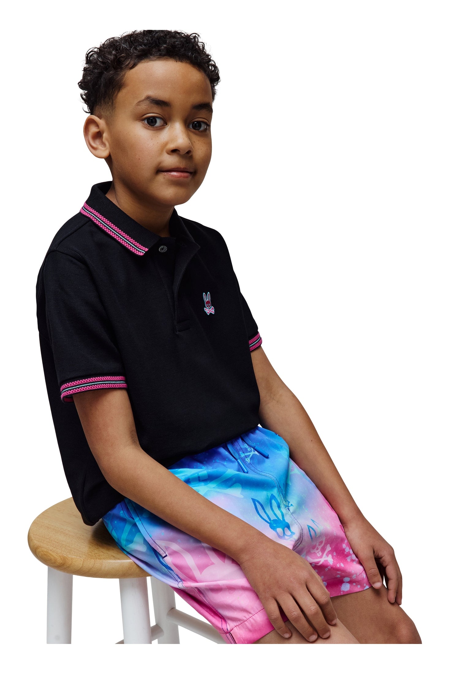 Psycho Bunny Kids Caspian All Over Bunny Swim Trunks_ KB1000032