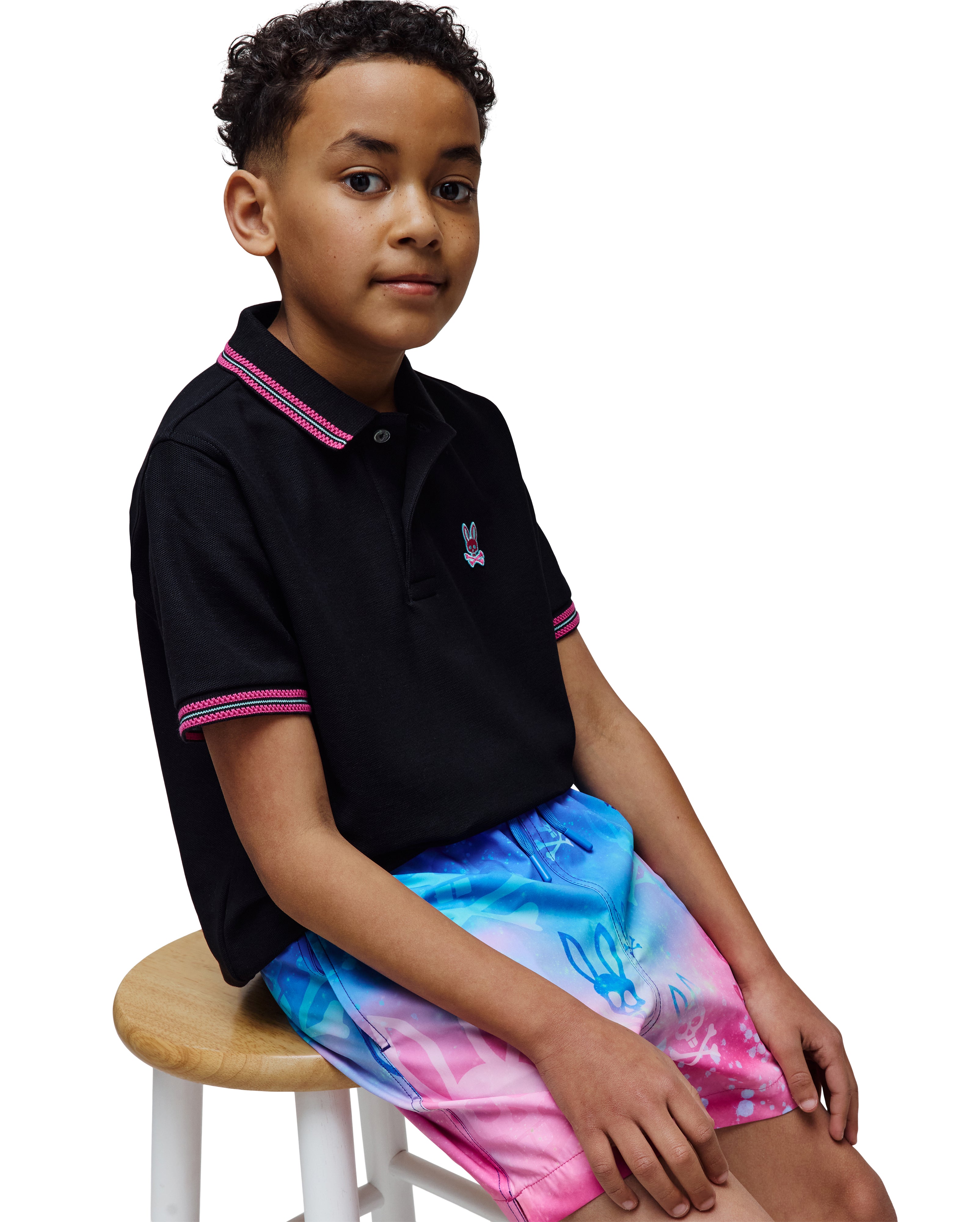 Psycho Bunny Kids Caspian All Over Bunny Swim Trunks_ KB1000032