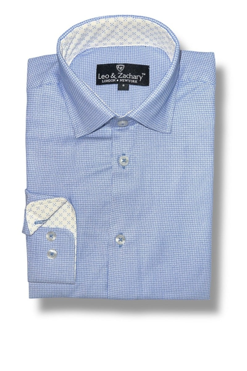 Leo & Zachary Boys Circle Dobby Dress Shirt_ 50022 - NorthBoys
