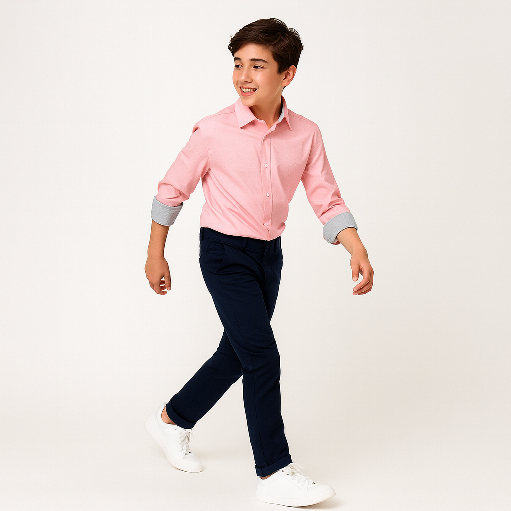 Leo & Zachary Boys Pink Diamond Dress Shirt_ 50053