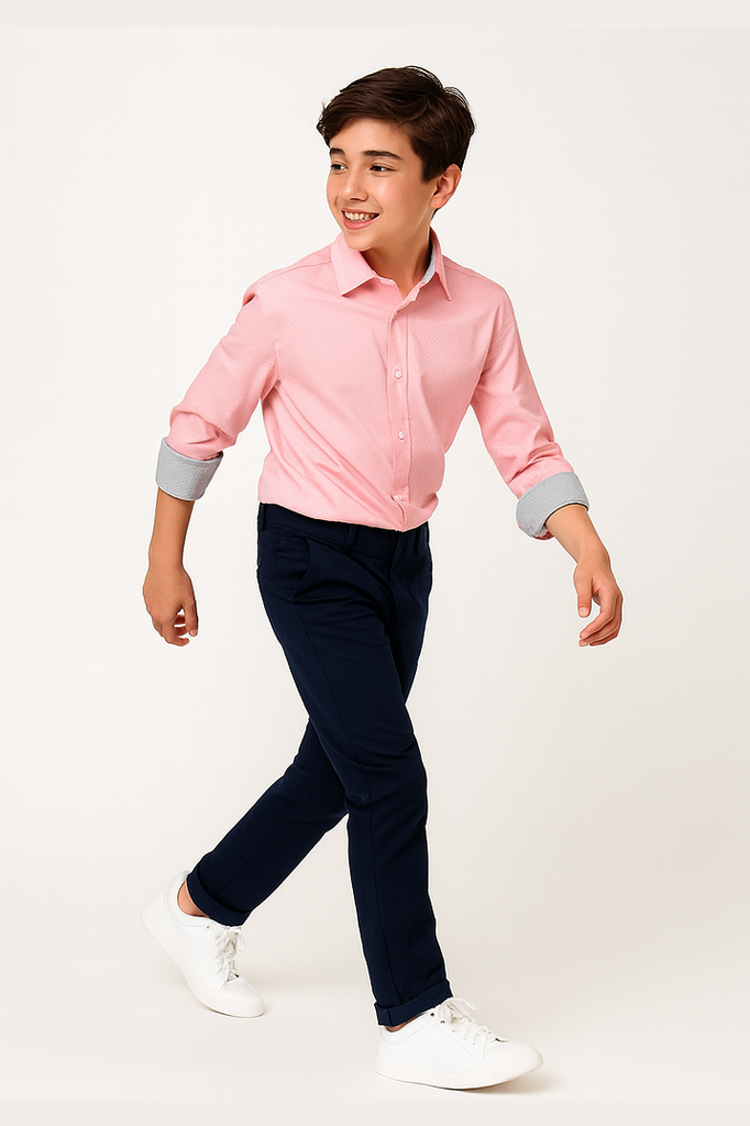 Leo & Zachary Boys Pink Diamond Dress Shirt_ 50053