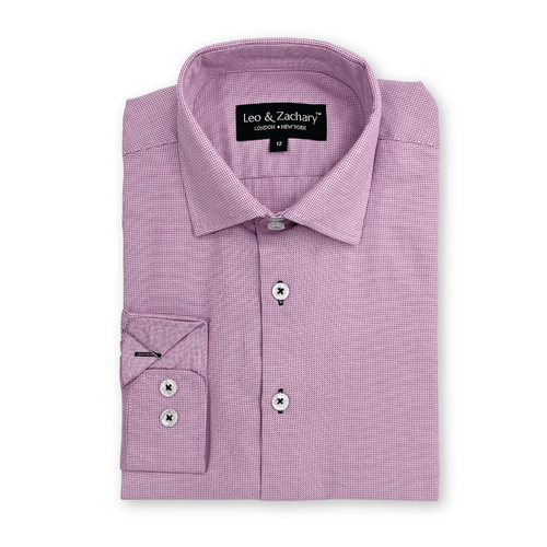 Boys Pink Micro Checks Dress Shirt - NorthBoys
