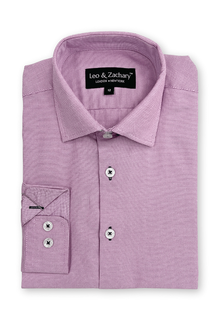 Boys Pink Micro Checks Dress Shirt - NorthBoys