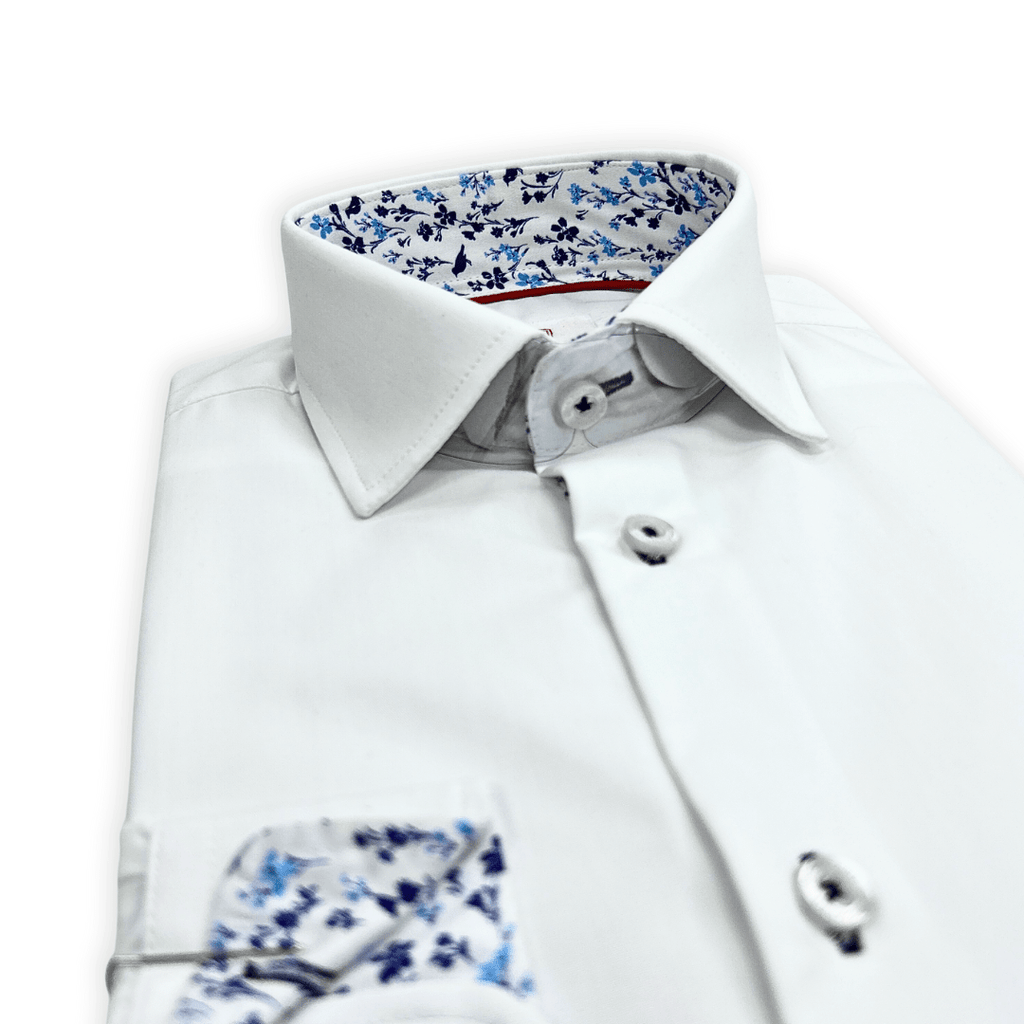 Leo & Zachary Boys White/Blue Non - Iron Dress Shirt_P5508 - NorthBoys