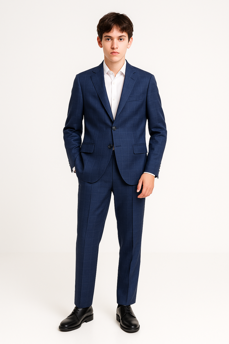 Marc New York Boys Husky Blue Plaid Suit-NorthBoys