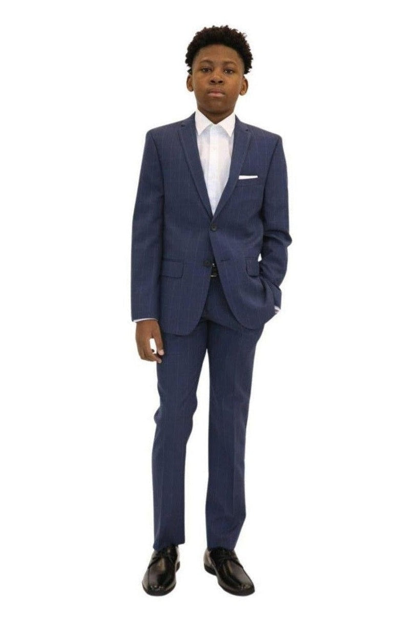 Marc New York Boys Husky Bright Blue Window Check Suit_ WH712-NorthBoys