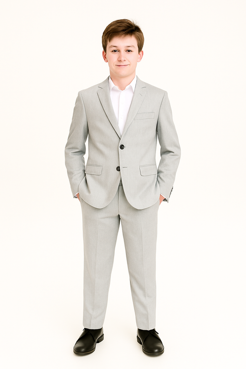 Marc New York Boys Husky Light Grey Sharkskin Suit-NorthBoys