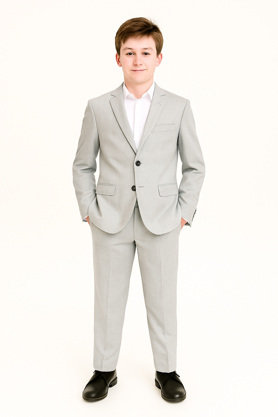 Marc New York Boys Husky Light Grey Sharkskin Suit-NorthBoys