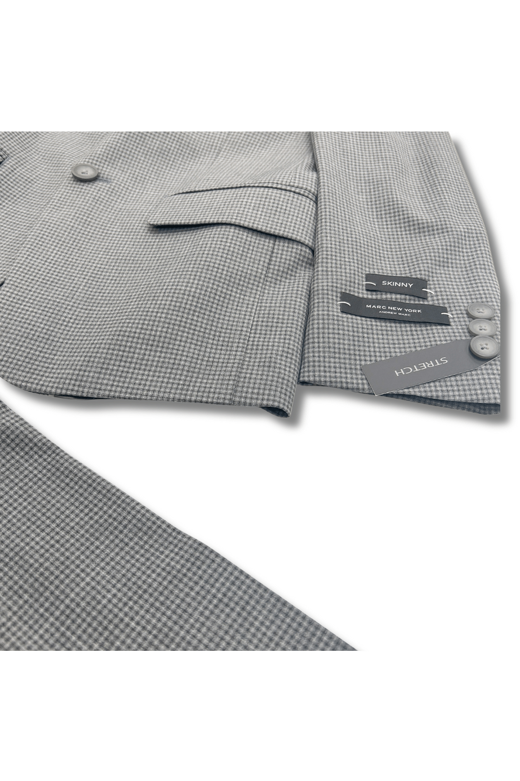 Marc New York Boys Skinny Light Grey Mini Grid Suit-NorthBoys