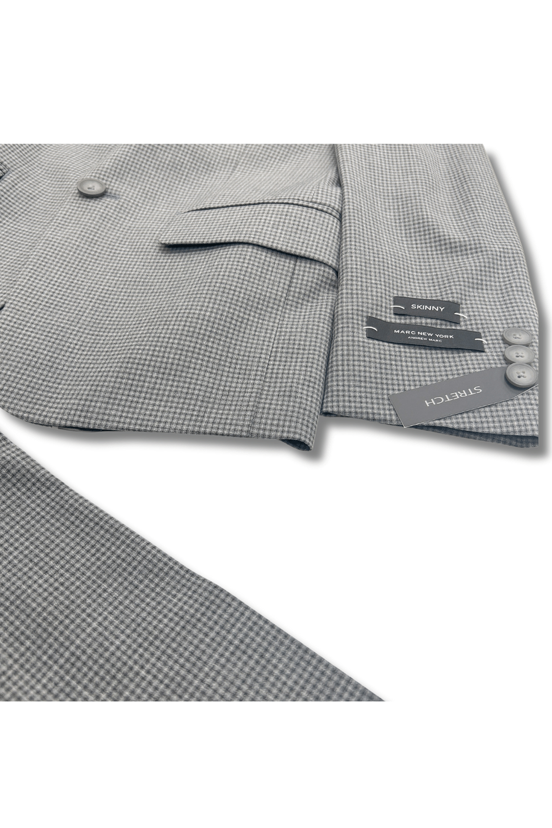 Marc New York Boys Skinny Light Grey Mini Grid Suit-NorthBoys