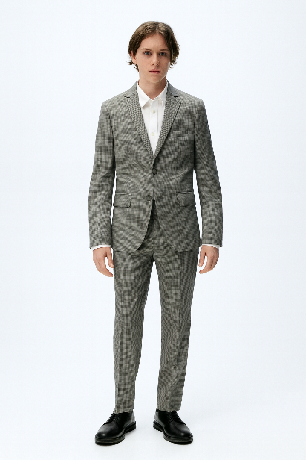 Marc New York Boys Skinny Light Grey Mini Grid Suit-NorthBoys