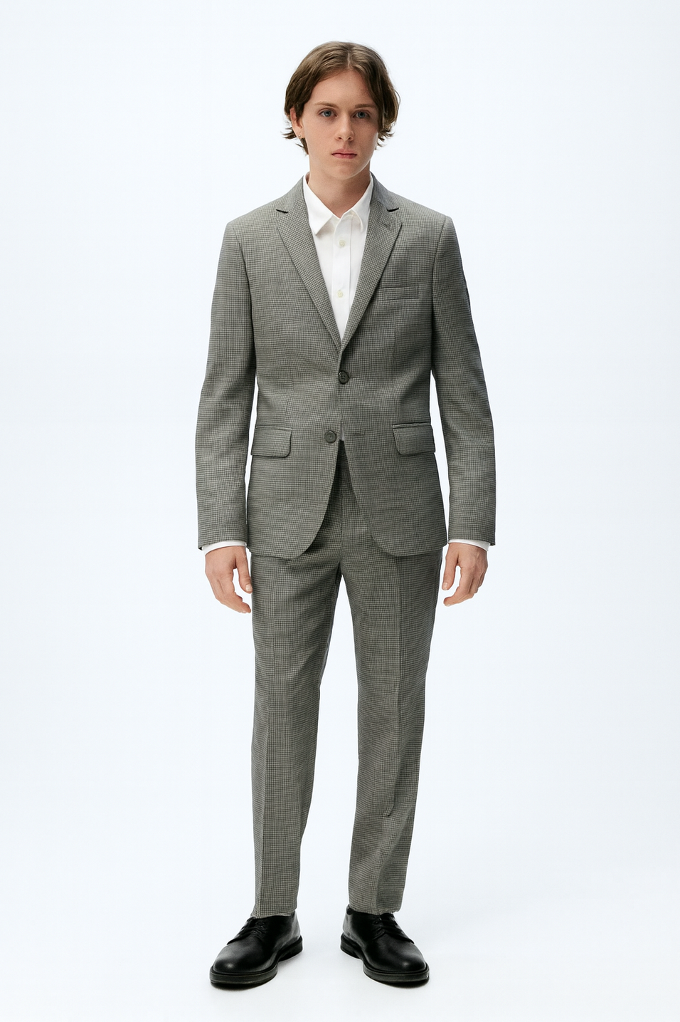 Marc New York Boys Skinny Light Grey Mini Grid Suit-NorthBoys