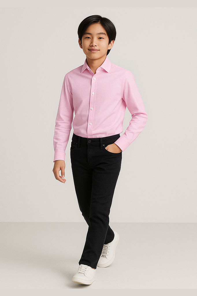Marchello Boys Twill Pink Dress Shirt_ 50031
