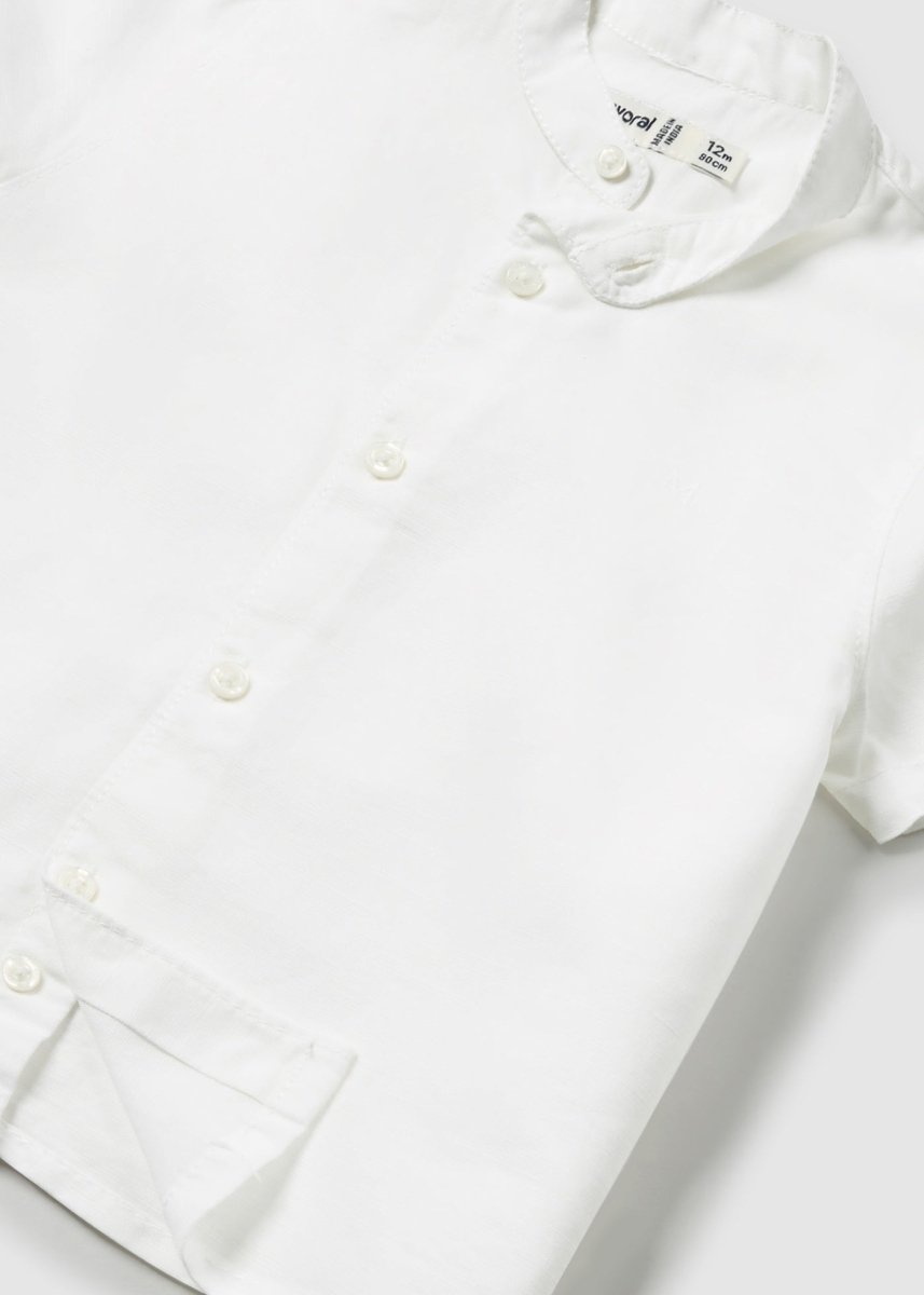 Mayoral Baby Short Sleeve Linen Mandarin Collar Dress Shirt_ 1113 - 88 - NorthBoys