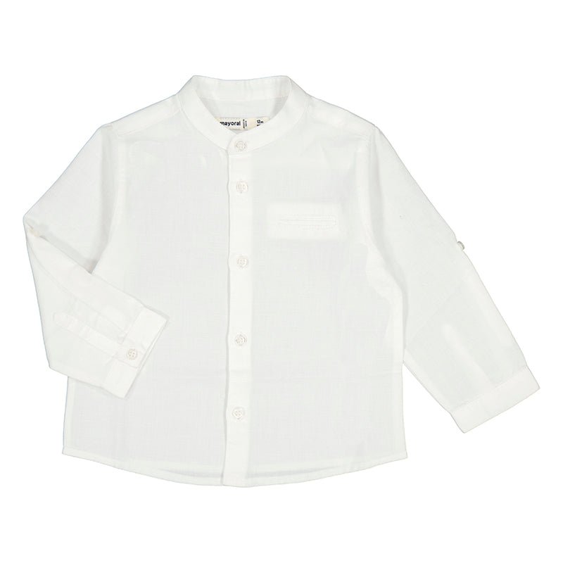 Mayoral Baby White Long Sleeve Mandarin Linen Shirt_ 1115 - 10 - NorthBoys