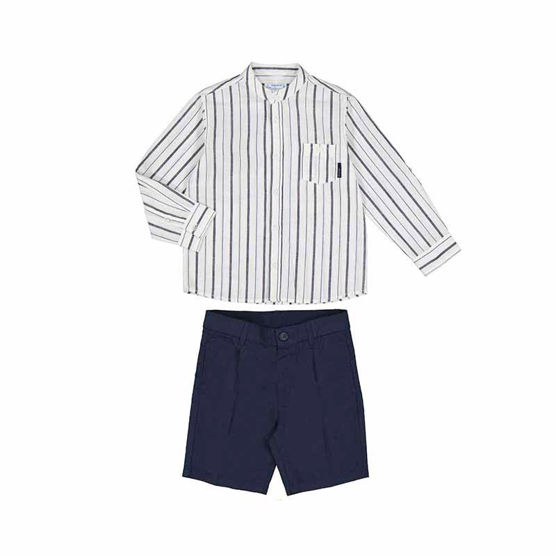 Mayoral Mini Long Sleeve Buttondown w/ Bermuda Shorts Set _ 3281 - 34 - NorthBoys