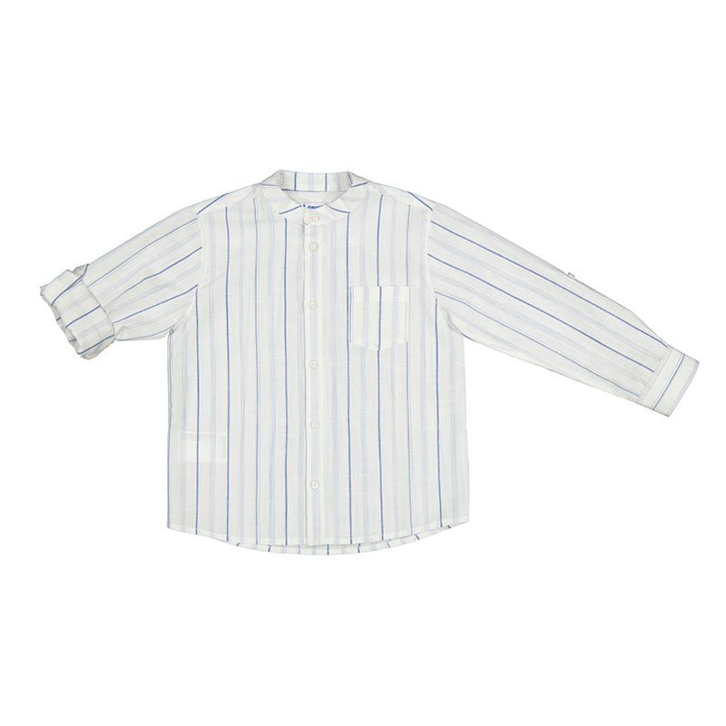 Mayoral Mini Long Sleeve Striped Mandarin Collar Dress Shirt_ 3121 - NorthBoys
