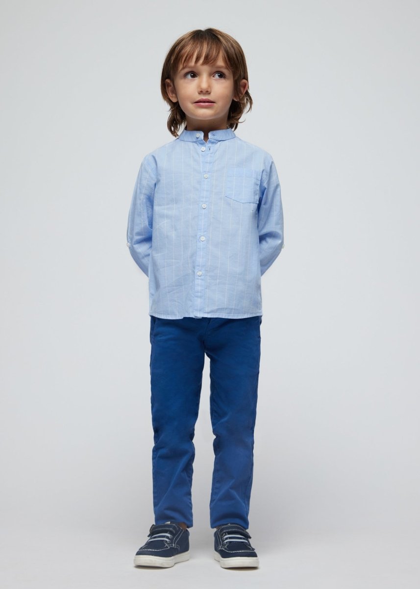 Mayoral Mini Long Sleeve Striped Mandarin Collar Dress Shirt_ 3121 - NorthBoys