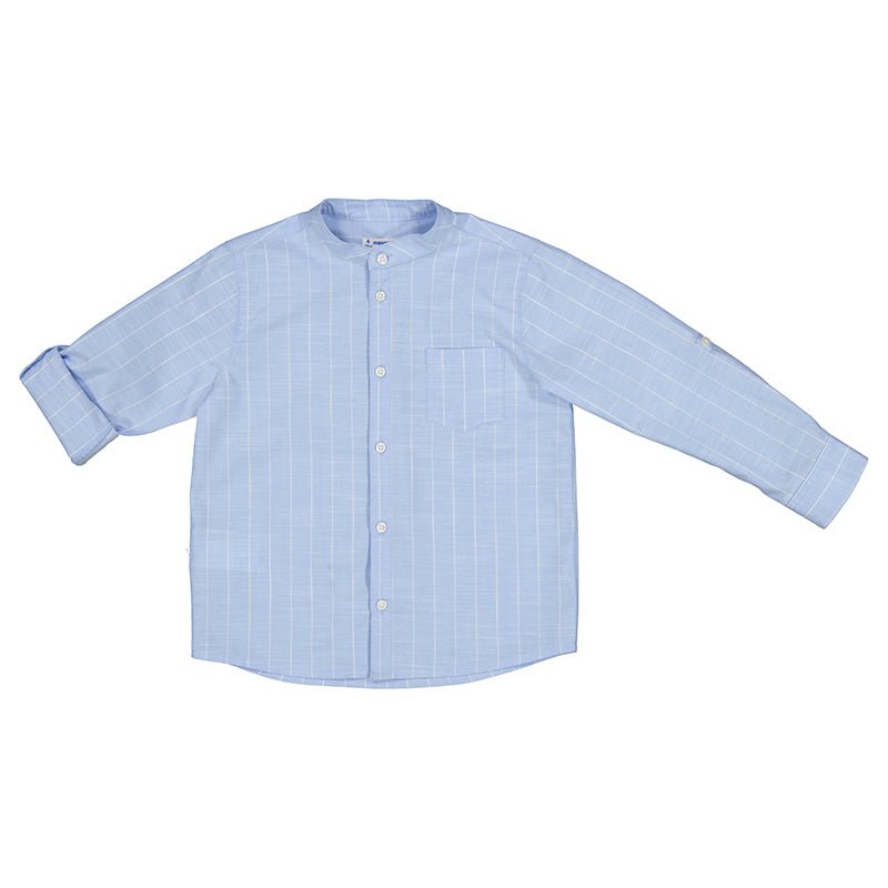Mayoral Mini Long Sleeve Striped Mandarin Collar Dress Shirt_ 3121 - NorthBoys