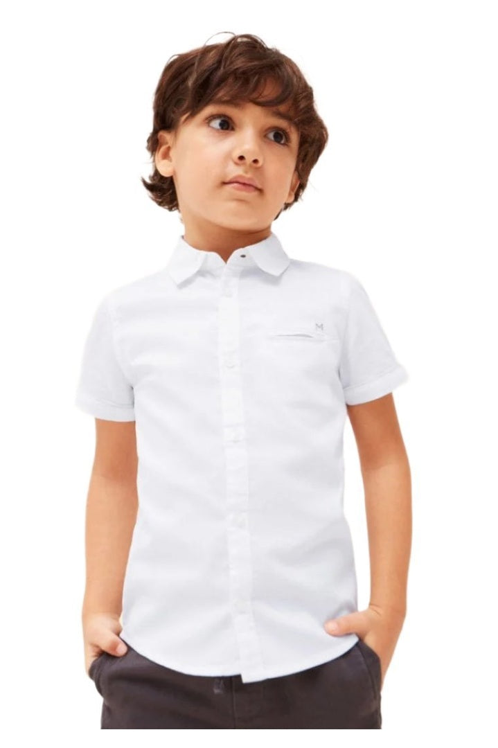Mayoral Mini Short Sleeve Dress Shirt_ White 3159 - NorthBoys