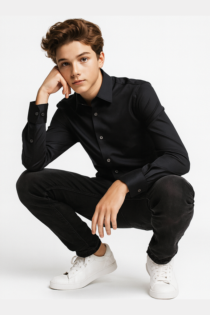 Michael Kors Boys Black Dress Shirt