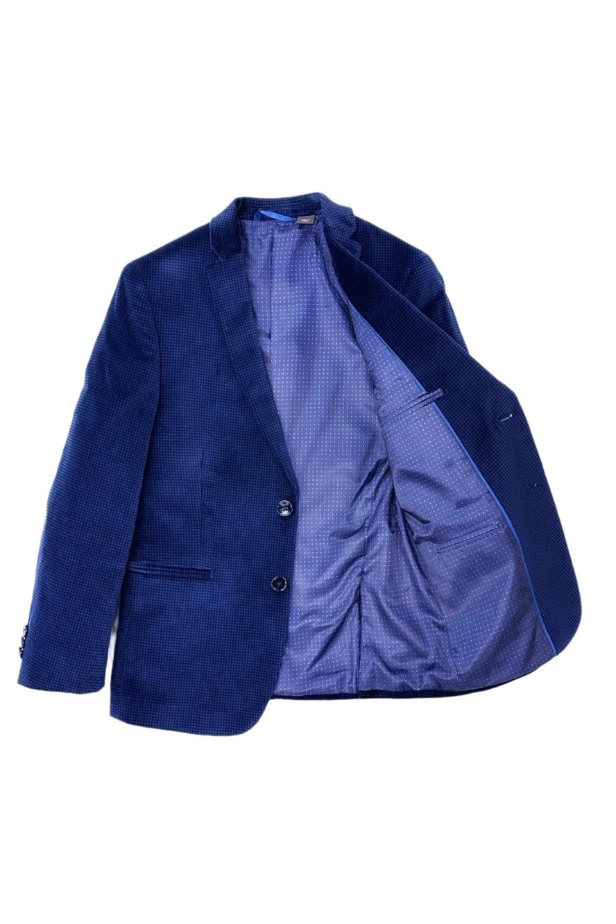 Michael Kors Boys Dark Blue Velvet Jacket_ U0070-NorthBoys