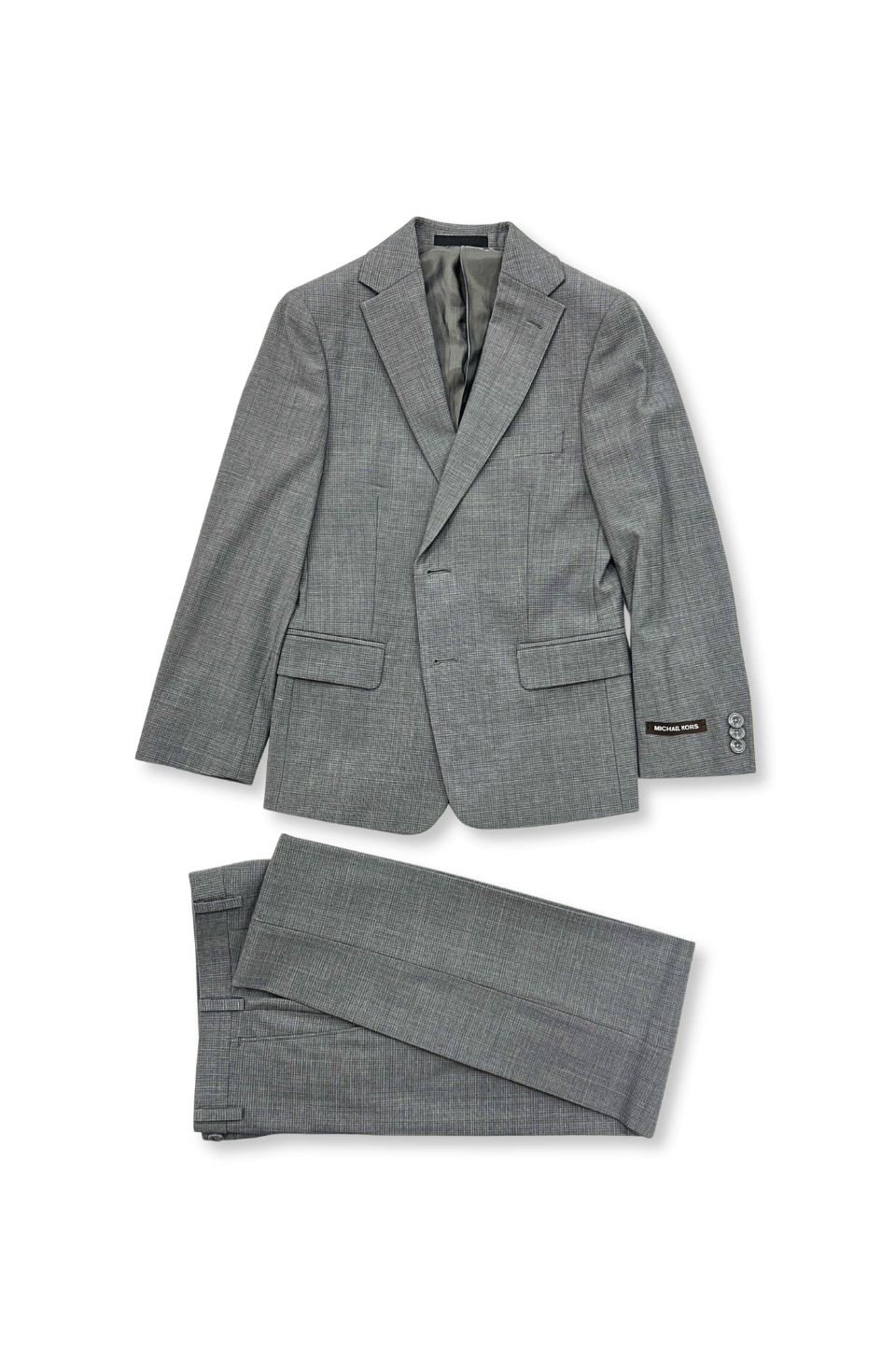 Michael Kors Boys Light Grey Mini Grid Wool Suit-NorthBoys