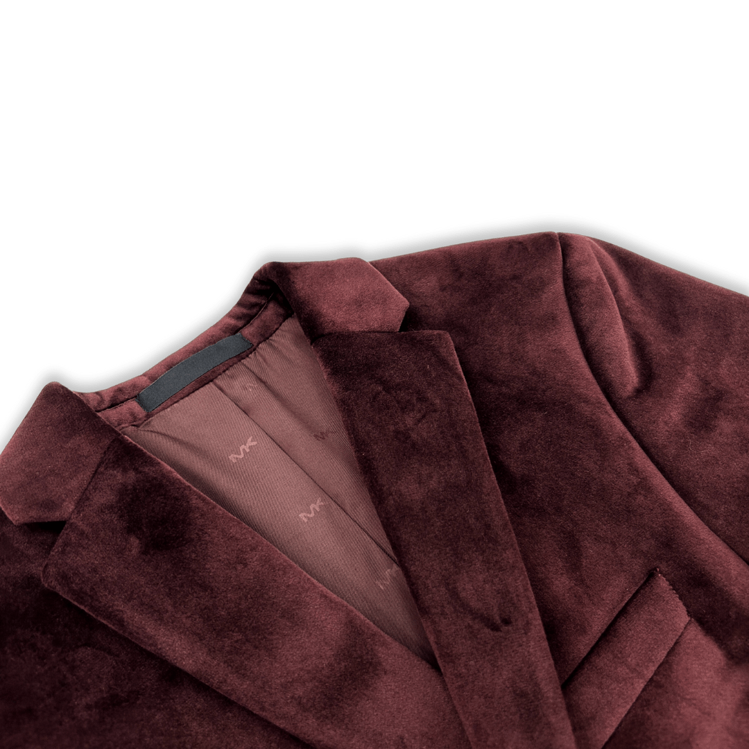 Michael Kors Boys Skinny Burgundy Velvet Knit Sports Jacket-NorthBoys