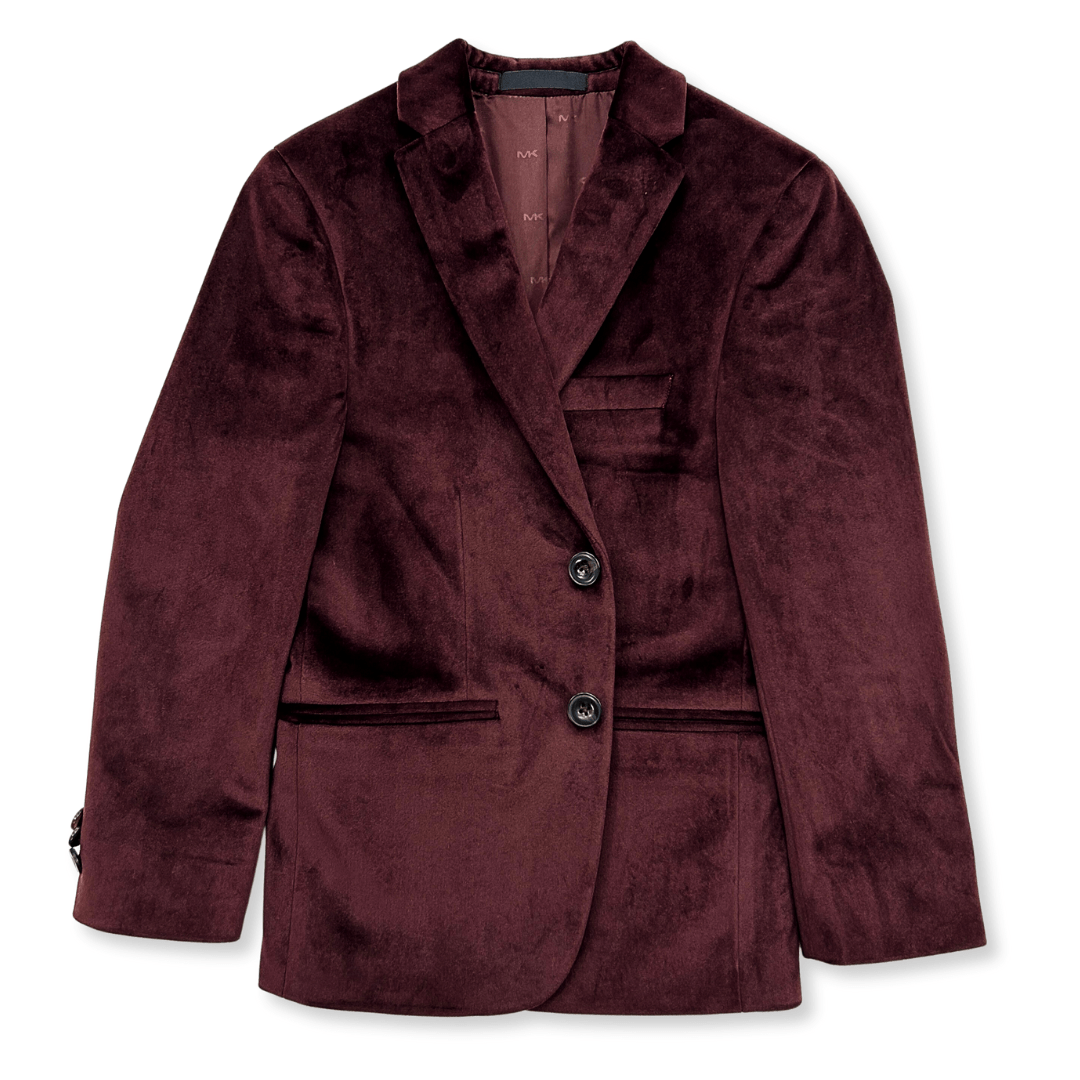 Michael Kors Boys Skinny Burgundy Velvet Knit Sports Jacket-NorthBoys