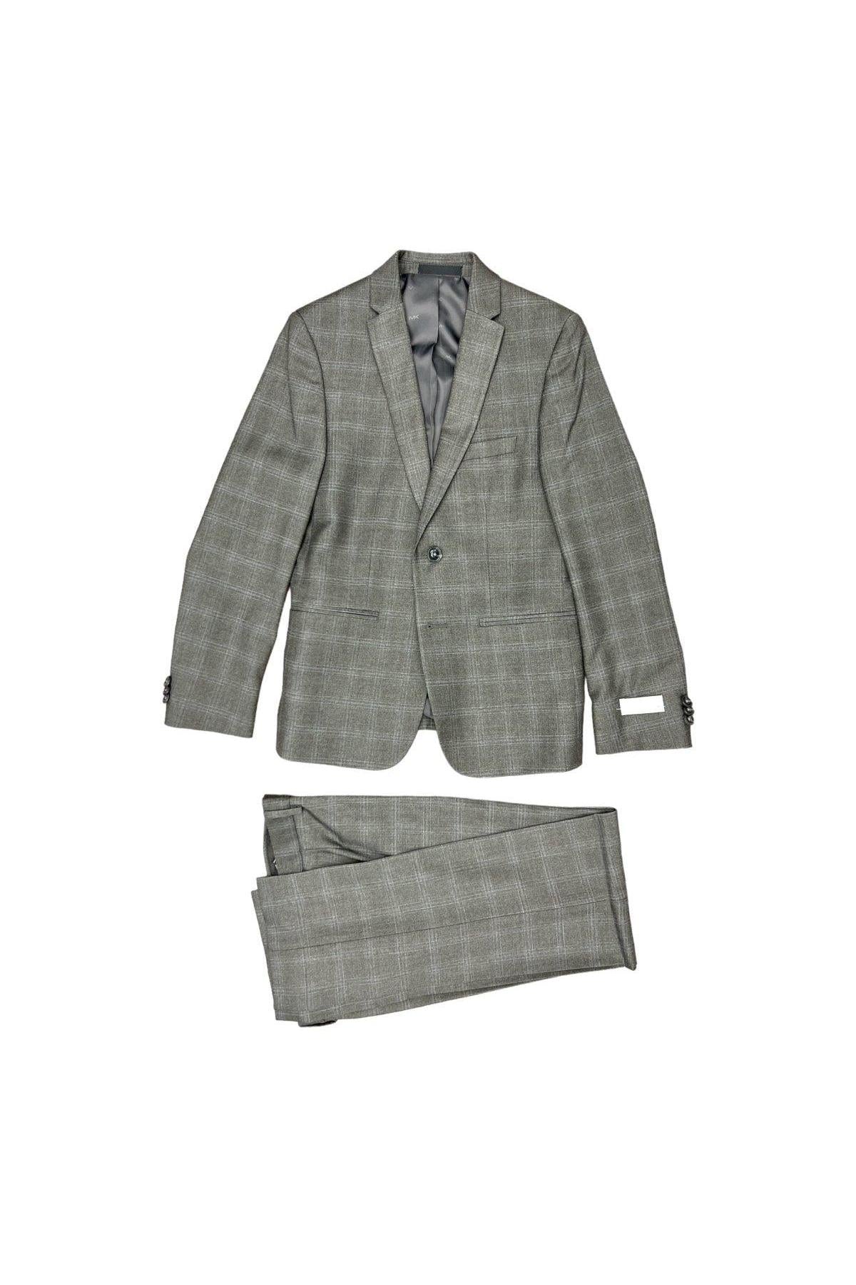 Michael Kors Boys Skinny Fit Grey Plaid Suit-NorthBoys