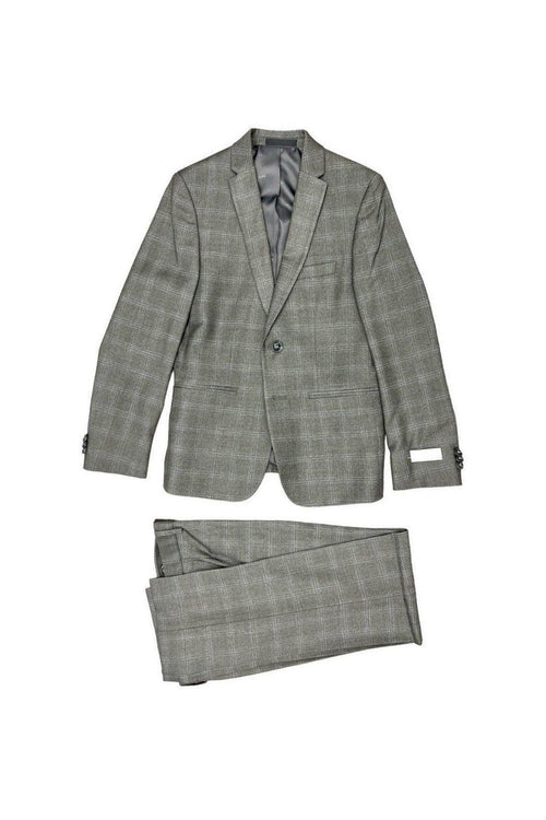 Michael Kors Boys Skinny Fit Grey Plaid Suit-NorthBoys