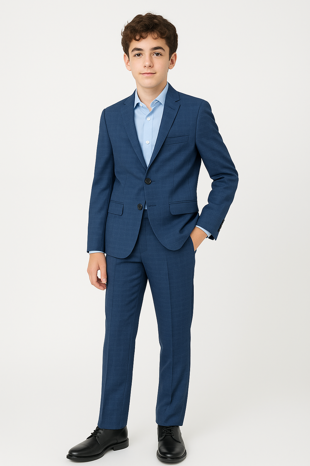 Michael Kors Boys Skinny Navy Check Suit_ TZ0016/4X0016-NorthBoys