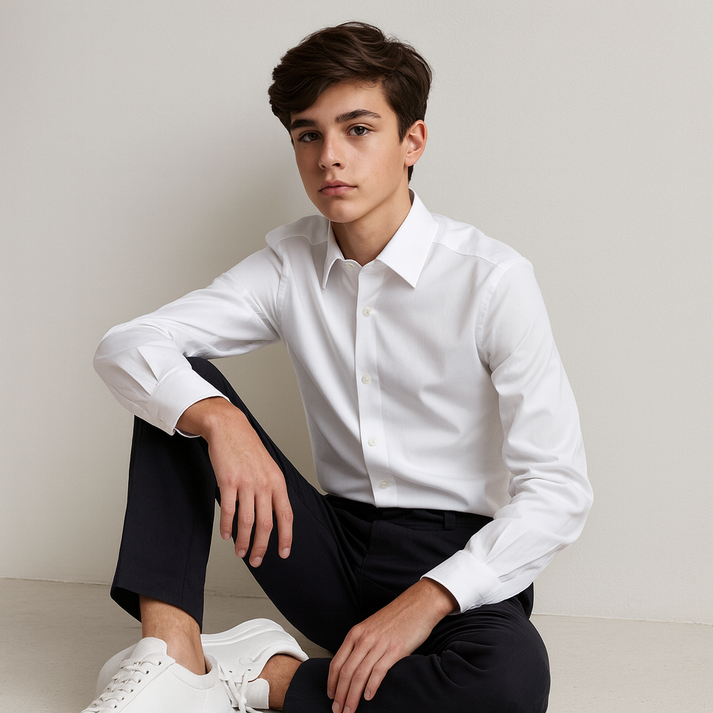 Michael Kors Boys White Cotton Dress Shirt_ Z0000_B