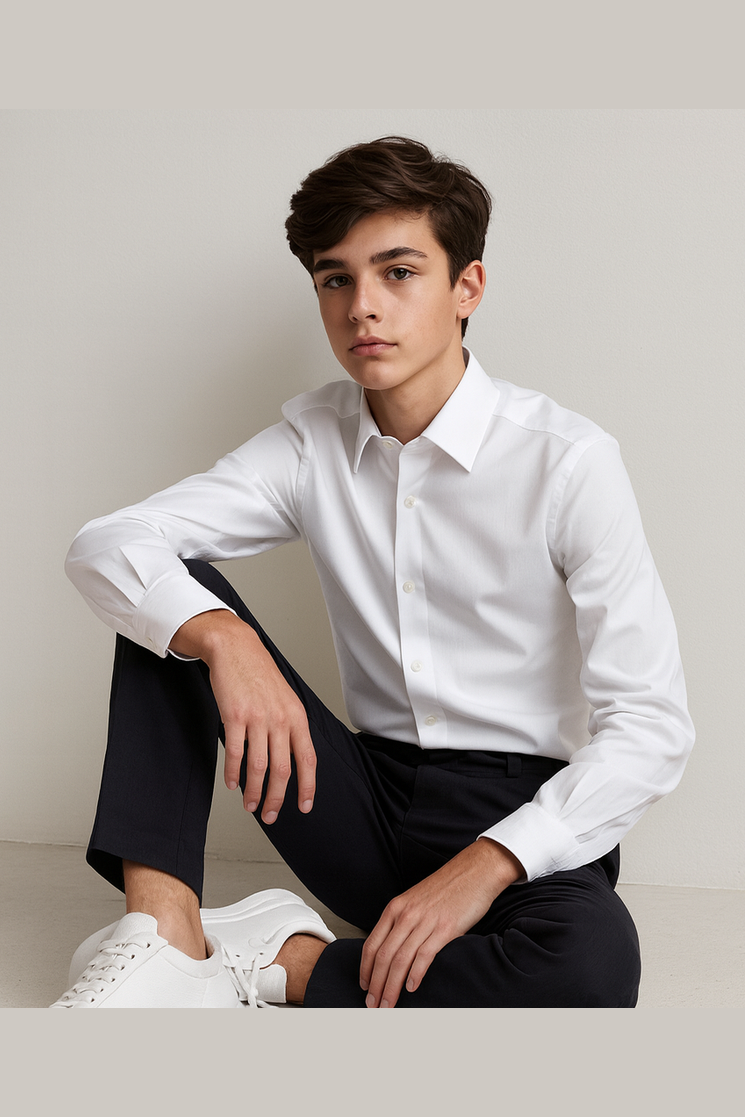 Michael Kors Boys White Cotton Dress Shirt