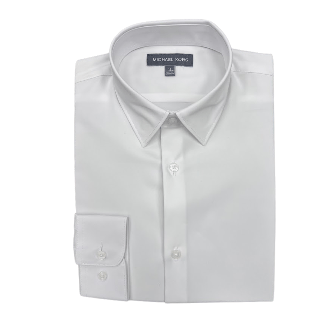 Michael Kors Solid White Stretch Dress Shirt_ SJY0060 - NorthBoys