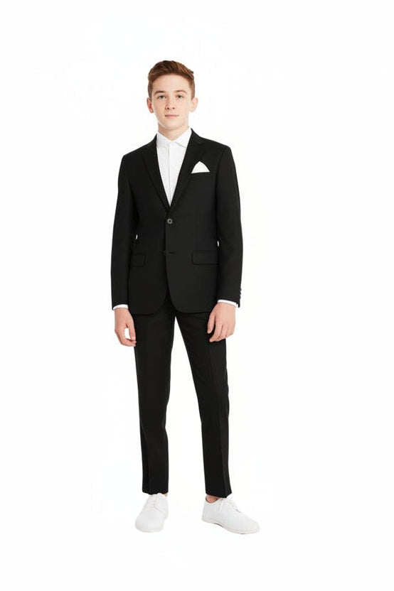 Nice Threads Boys Slim Fit Stretch Black Suit _ Northboys