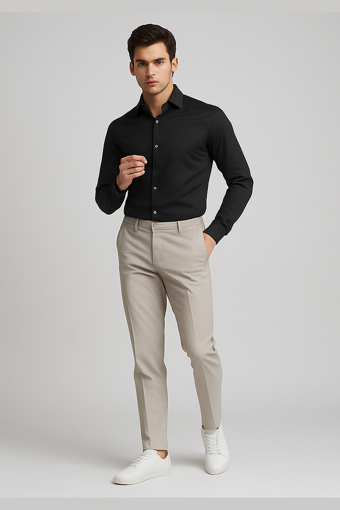 NorthBoys Mens Tailored Fit Black Premium Cotton Dress Shirt