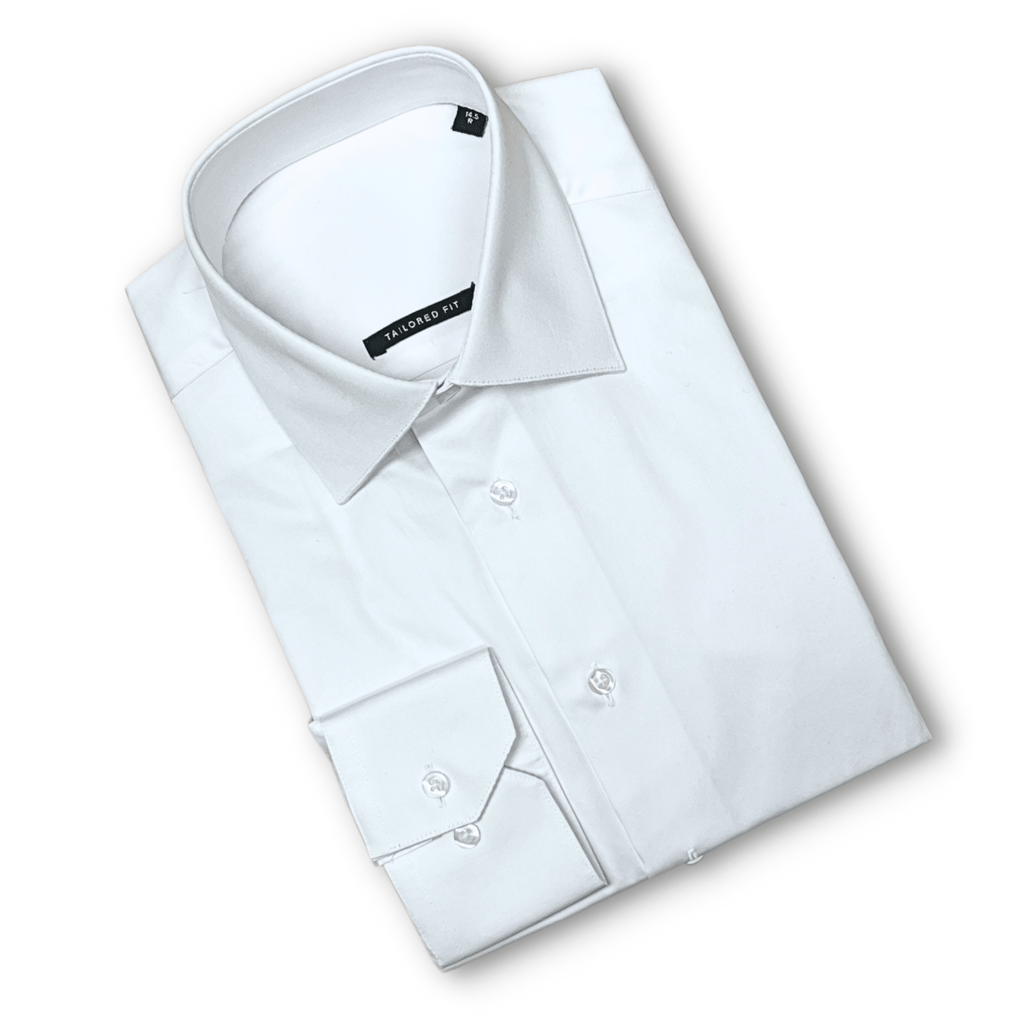 NorthBoys Mens Tailored Fit White Premium Cotton Dress Shirt - NorthBoys