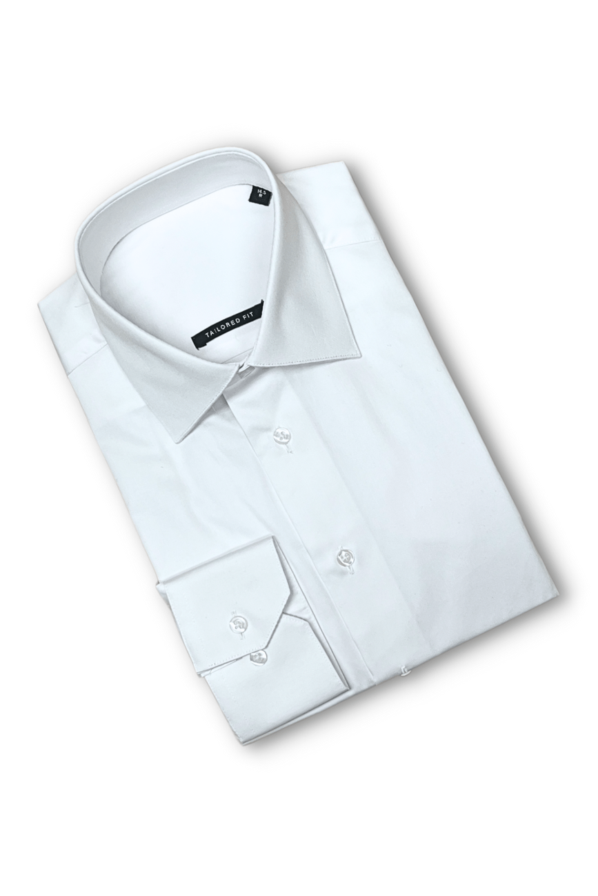 NorthBoys Mens Tailored Fit White Premium Cotton Dress Shirt - NorthBoys