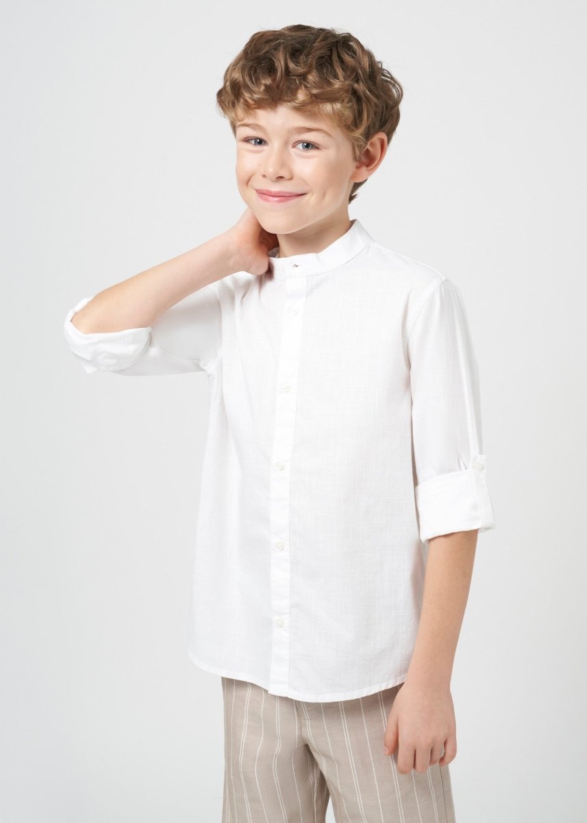 Nukutavake Boys Long Short Sleeve Mandarin Collar Dress Shirt_ 6121 - NorthBoys